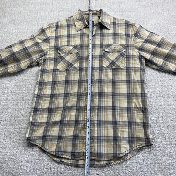 Timberland Button Down Shirt Men Sz M Yellow Plaid Long Sleeve Pockets Workwear* - Picture 11 of 13
